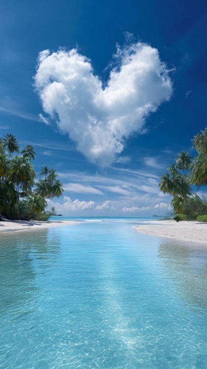 Tropical Beach Heart Cloud Summer